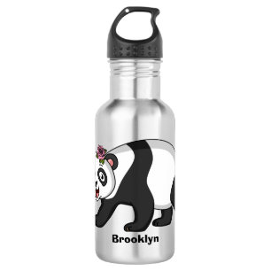 Cute happy panda bear with flower cartoon 532 ml water bottle