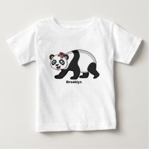 Cute happy panda bear with flower cartoon  baby T-Shirt