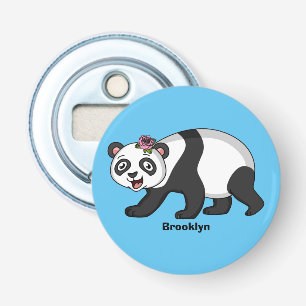 Cute happy panda bear with flower cartoon bottle opener