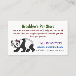 Cute happy panda bear with flower cartoon business card