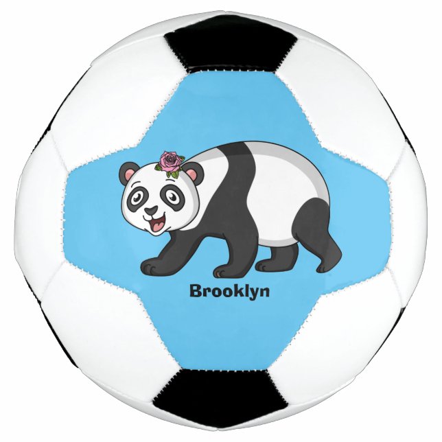 Cute happy panda bear with flower cartoon football (Front)