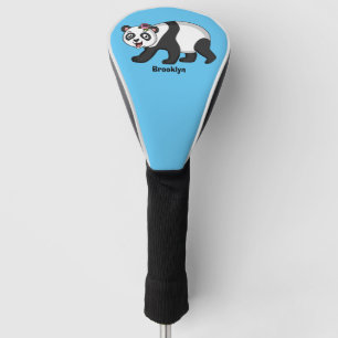 Cute happy panda bear with flower cartoon golf head cover