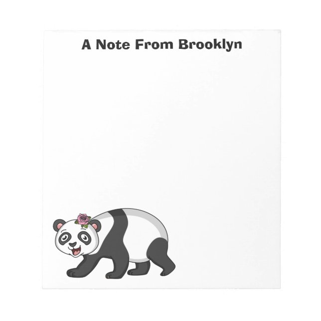 Cute happy panda bear with flower cartoon  notepad (Front)