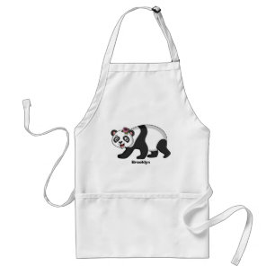 Cute happy panda bear with flower cartoon standard apron