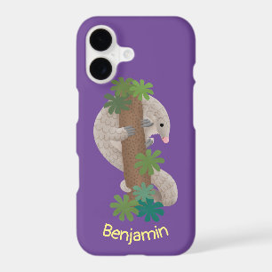 Cute happy pangolin anteater illustration