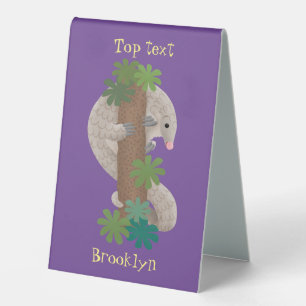 Cute happy pangolin anteater illustration