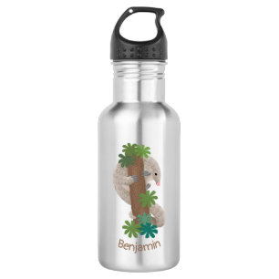 Cute happy pangolin anteater illustration 532 ml water bottle