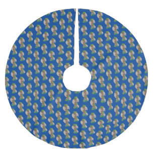 Cute happy pangolin anteater illustration brushed polyester tree skirt