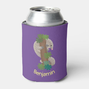 Cute happy pangolin anteater illustration can cooler