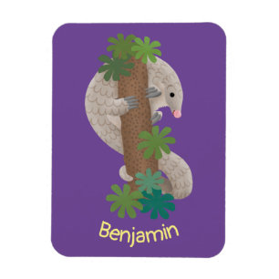 Cute happy pangolin anteater illustration magnet