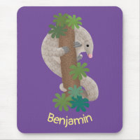 Cute happy pangolin anteater illustration