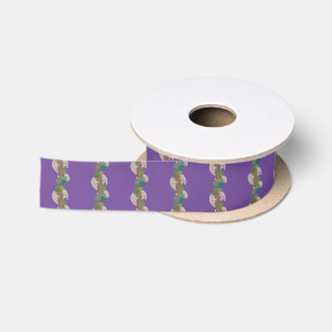 Cute happy pangolin anteater illustration satin ribbon