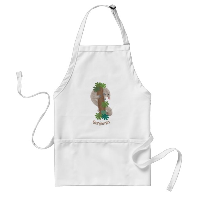 Cute happy pangolin anteater illustration standard apron (Front)