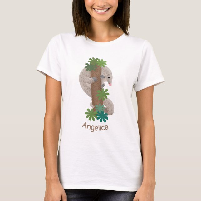 Cute happy pangolin anteater illustration T-Shirt (Front)