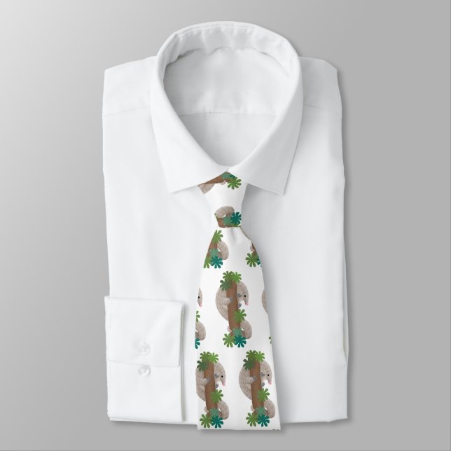 Cute happy pangolin anteater illustration tie (Tied)