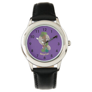 Cute happy pangolin anteater illustration watch