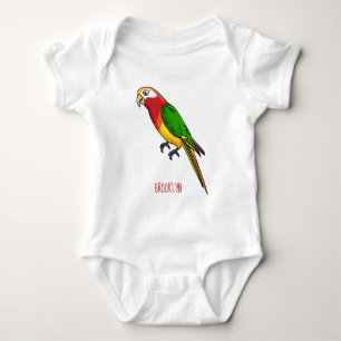 Cute happy parrot cartoon illustration baby bodysuit