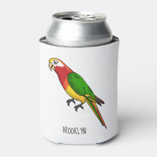 Cute happy parrot cartoon illustration can cooler