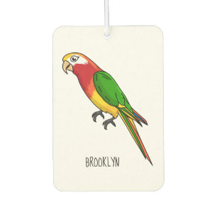 Cute happy parrot cartoon illustration car air freshener