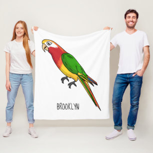 Cute happy parrot cartoon illustration fleece blanket