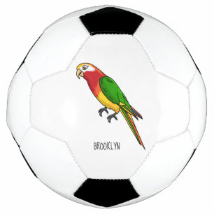 Cute happy parrot cartoon illustration football