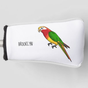 Cute happy parrot cartoon illustration golf head cover