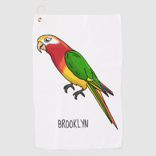 Cute happy parrot cartoon illustration golf towel
