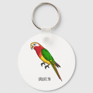 Cute happy parrot cartoon illustration key ring