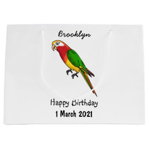 Cute happy parrot cartoon illustration large gift bag