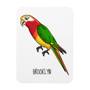 Cute happy parrot cartoon illustration magnet