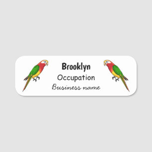 Cute happy parrot cartoon illustration name tag
