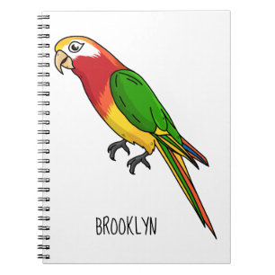 Cute happy parrot cartoon illustration notebook