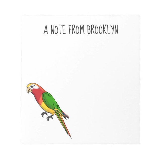 Cute happy parrot cartoon illustration notepad (Front)