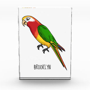 Cute happy parrot cartoon illustration photo block