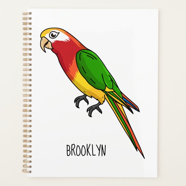 Cute happy parrot cartoon illustration planner (Front)