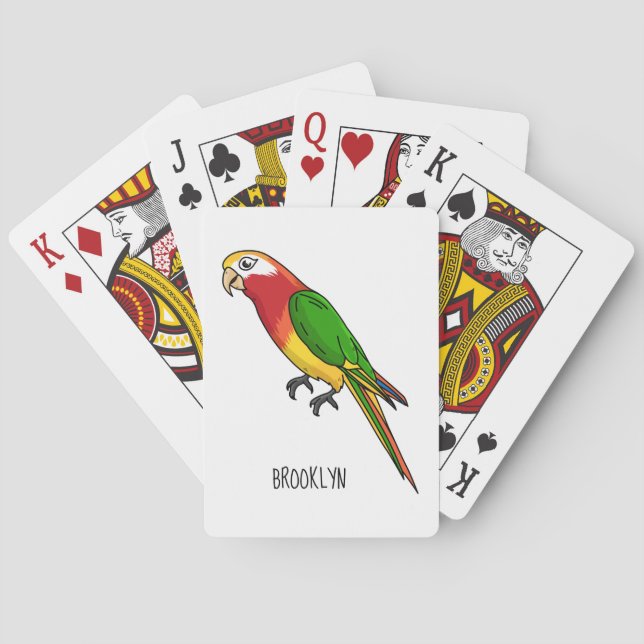 Cute happy parrot cartoon illustration playing cards (Back)