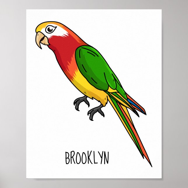 Cute happy parrot cartoon illustration poster (Front)