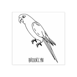 Cute happy parrot cartoon illustration rubber stamp