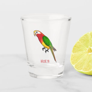 Cute happy parrot cartoon illustration shot glass