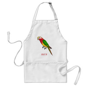 Cute happy parrot cartoon illustration standard apron