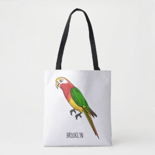 Cute happy parrot cartoon illustration tote bag