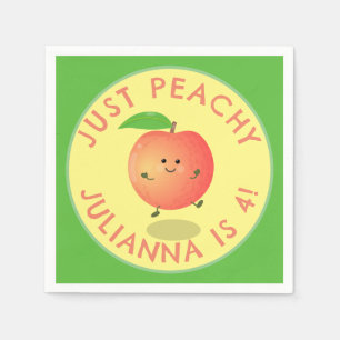 Cute happy peach cartoon personalised birthday napkin