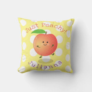 Cute happy peach summer cartoon illustration cushion