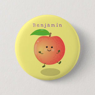 Cute happy peach yellow cartoon 6 cm round badge