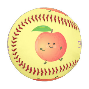 Cute happy peach yellow cartoon baseball