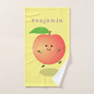 Cute happy peach yellow cartoon bath towel set
