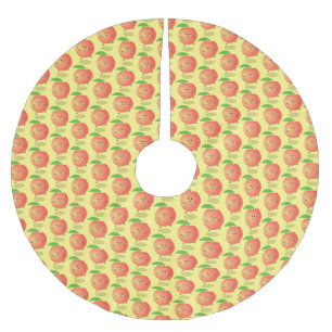 Cute happy peach yellow cartoon brushed polyester tree skirt
