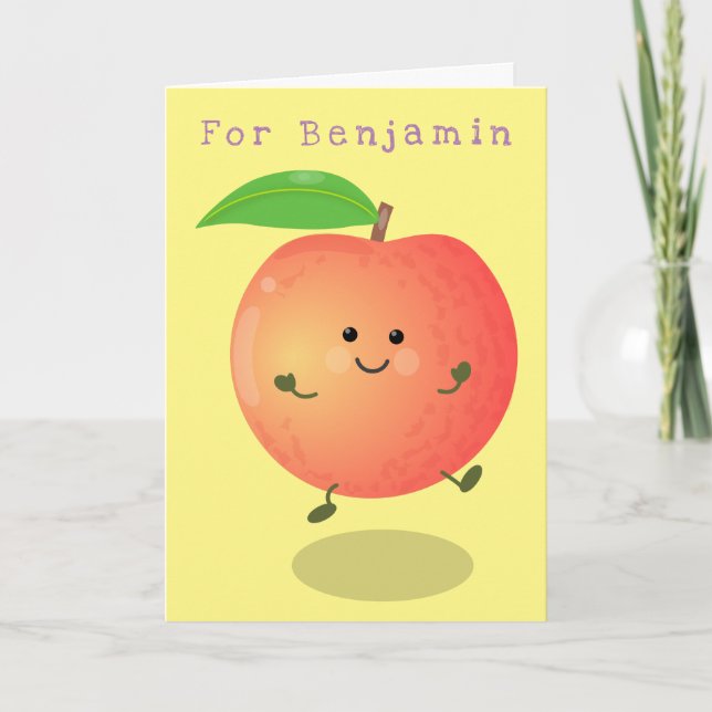 Cute happy peach yellow cartoon card (Front)