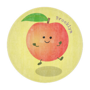 Cute happy peach yellow cartoon cutting board
