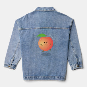 Cute happy peach yellow cartoon denim jacket